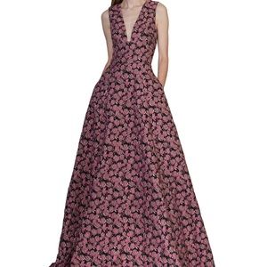 ML Monique Lhuillier Jaquard Flower Gown NWT Size 6